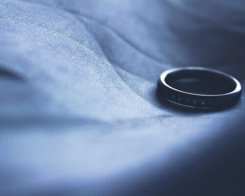Ring on piece of fabric