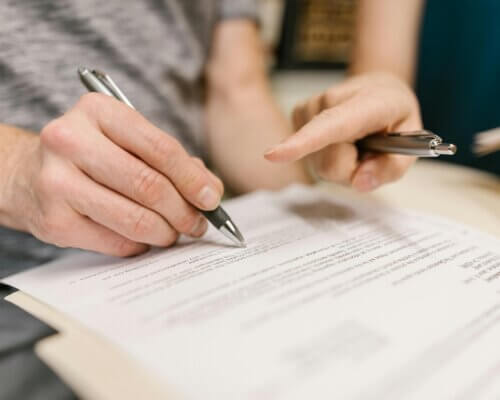 reading and signing an agreement