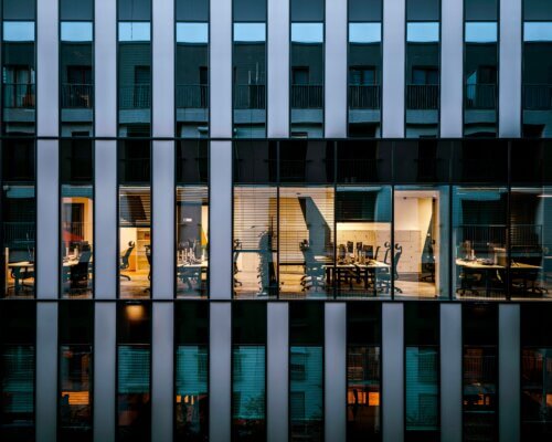 empty office in building lit up