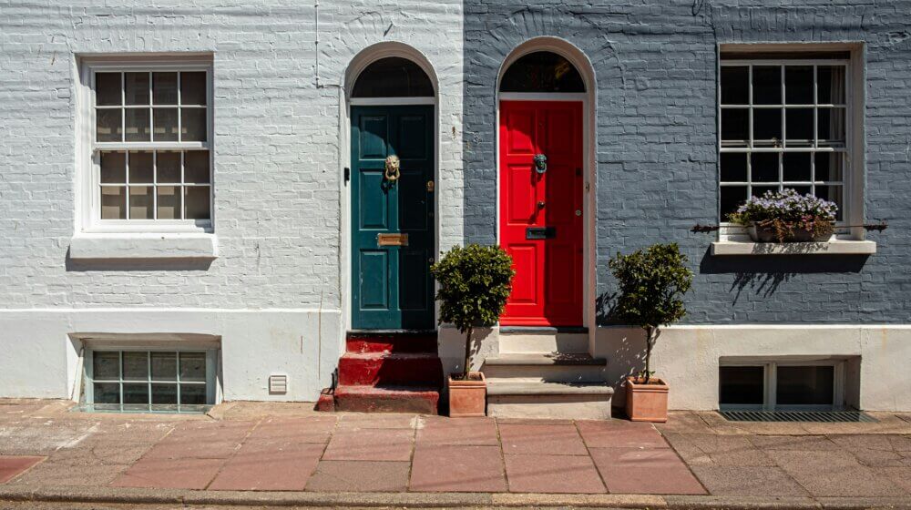 two colour front doors to residential houses
